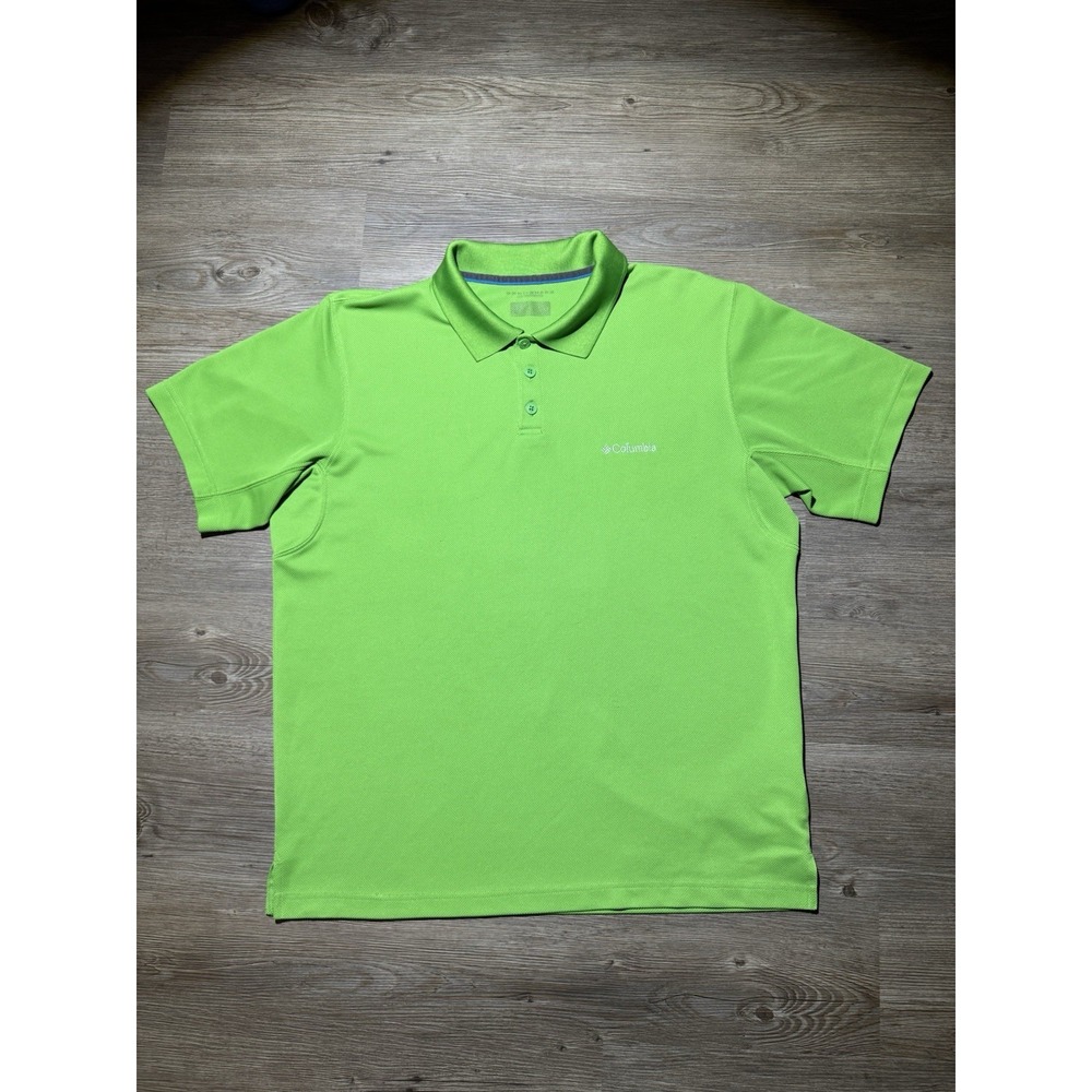 Columbia Polo Shirt Men Large Green Performance Golf Outdoor Short Sleeve